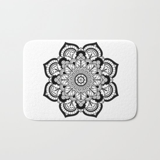 Black and White Flower Bath Mat