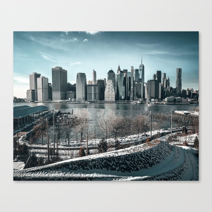 New York City Manhattan skyline during winter Canvas Print