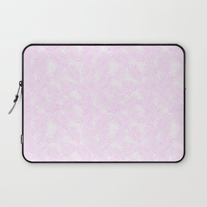 Pale Pastel Pink Monstera and Palm Leaves Laptop Sleeve
