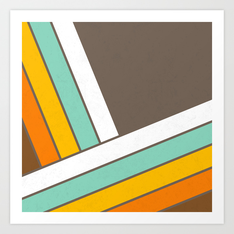 Retro 70s Stripes Abstract Geometric Design Art Print By Pelaxy