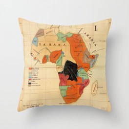 1908 Colonization Map of African Continent Color Coded by Occupying Country  Throw Pillow