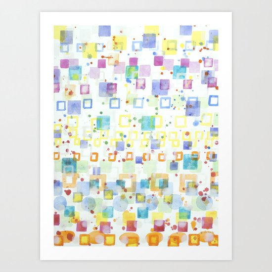Light Squares with Drops Pattern Art Print