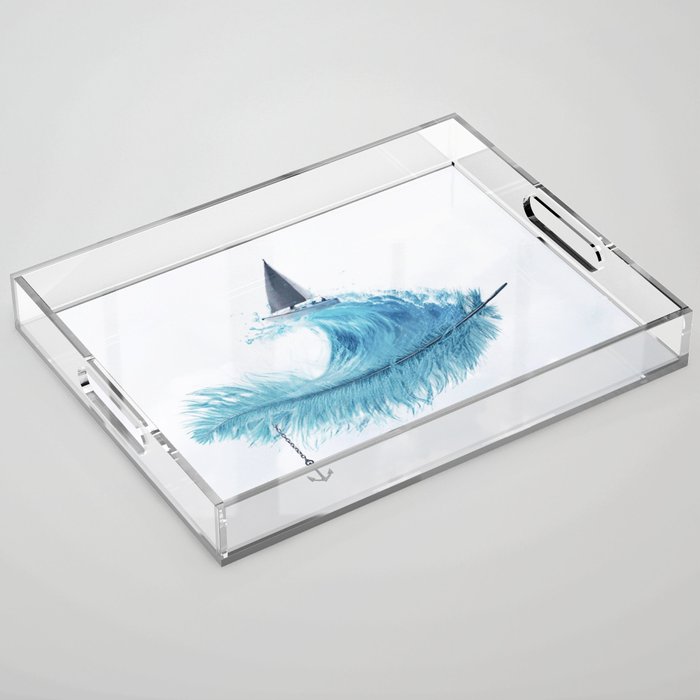 Water Feather • Blue Feather I Acrylic Tray