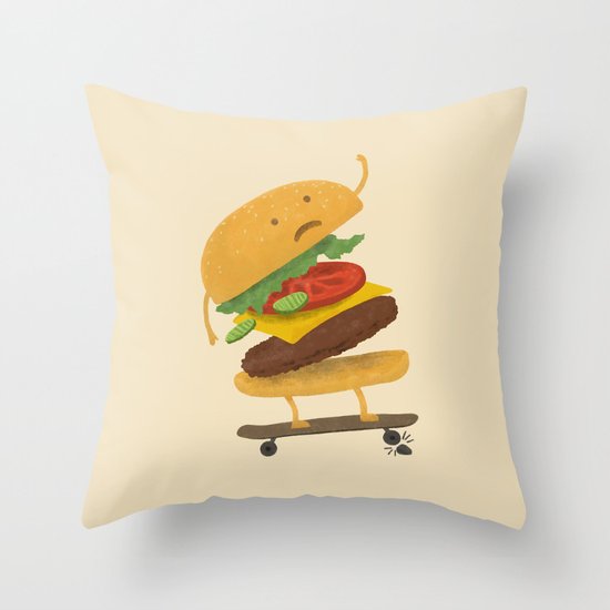 Burger Wipe-out Throw Pillow