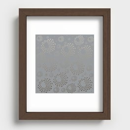 Geometric Round Abstract Hazelnut Circles On Pewter Gray Background Recessed Framed Print