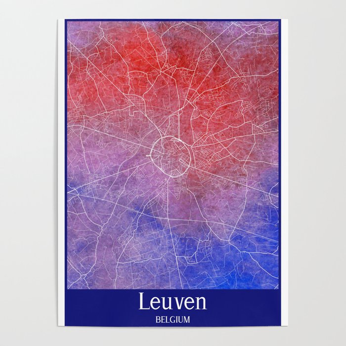 Leuven city map in watercolor Poster by Serenity by Alex Society6