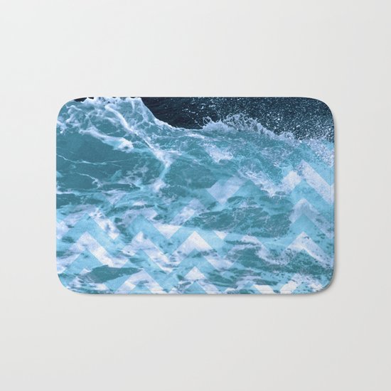 Blue Chevron Bath Mat