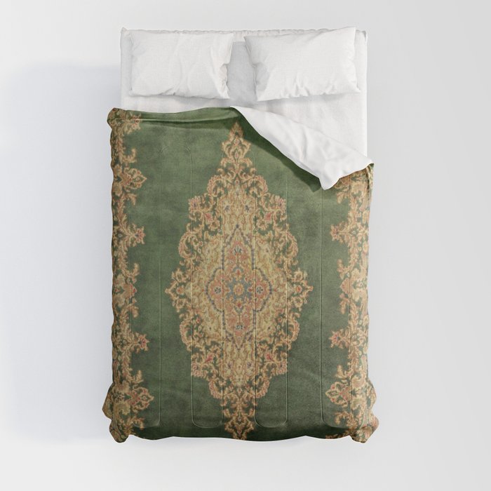 Vintage Persian Kerman Rug Comforter