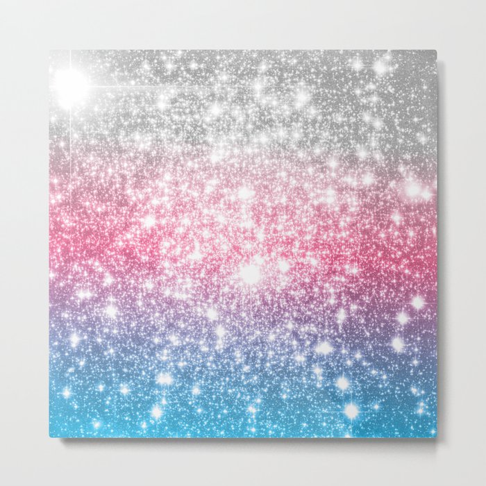 Galaxy Sparkle Stars Cotton Candy Metal Print