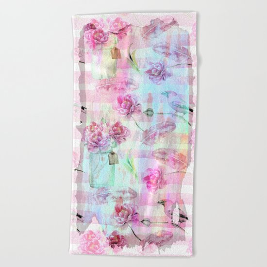 Summer pattern - Floral Flowers in pink on #Society6 Beach Towel