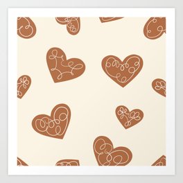 Gingerbread Hearts Creme Art Print