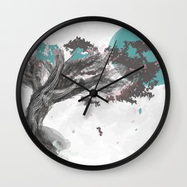 Turquoise Blossom Tree Wall Clock | Painting, Art, Moon, Floralpainting, Turquoise, Floralpattern, Floral, Blossomtree, Print, Flowers 