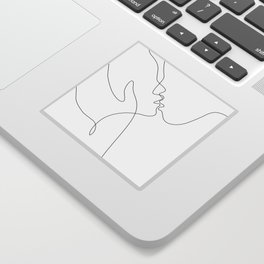 Line art drawing - minimalist kiss. Sticker