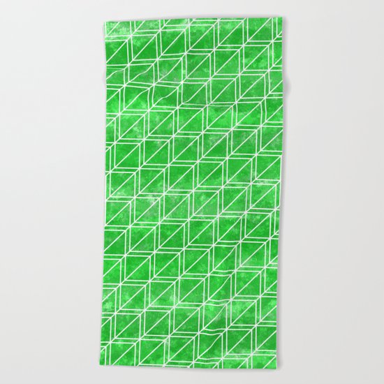 Green Geometric Pattern Beach Towel