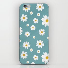 white yellow daisy in blue background iPhone Skin
