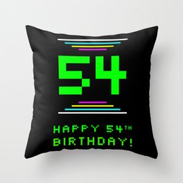 [ Thumbnail: 54th Birthday - Nerdy Geeky Pixelated 8-Bit Computing Graphics Inspired Look Throw Pillow ]