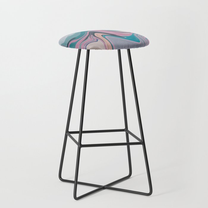 Purple and teal liquify marble Bar Stool