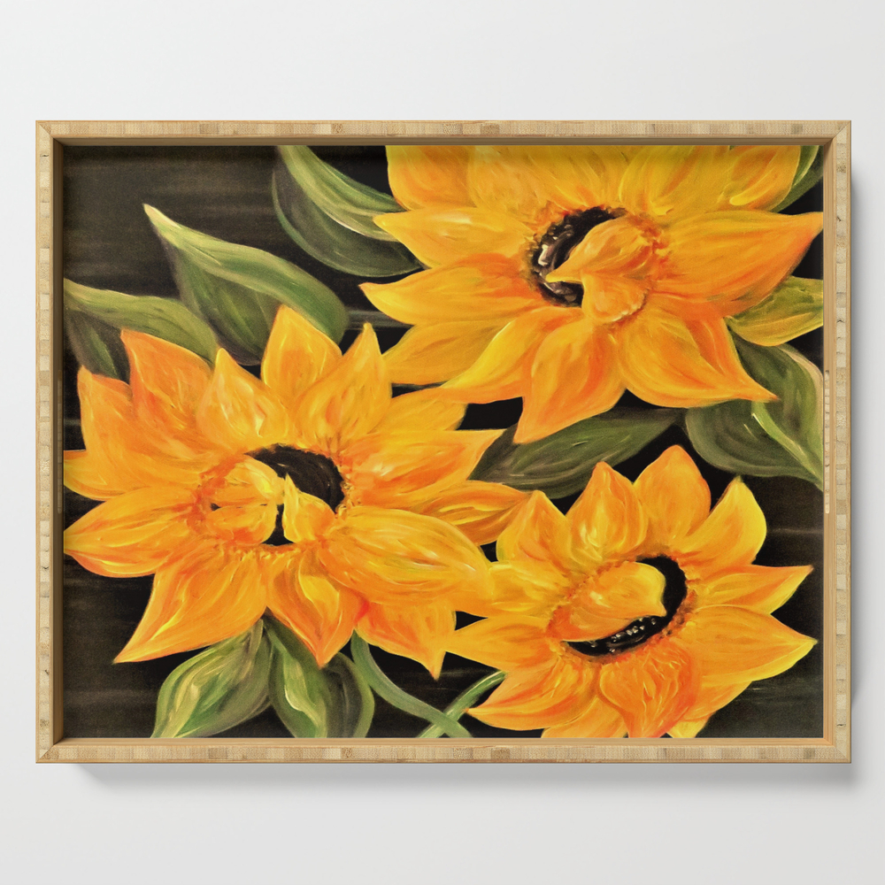Sunflower Trio Serving Tray by eloiseart