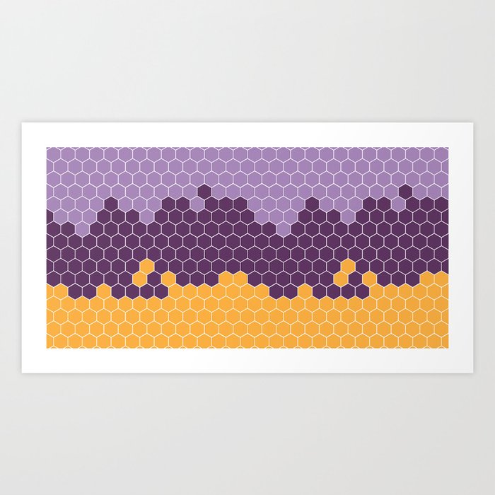 Honeycomb Purple Violet Yellow Hive Art Print