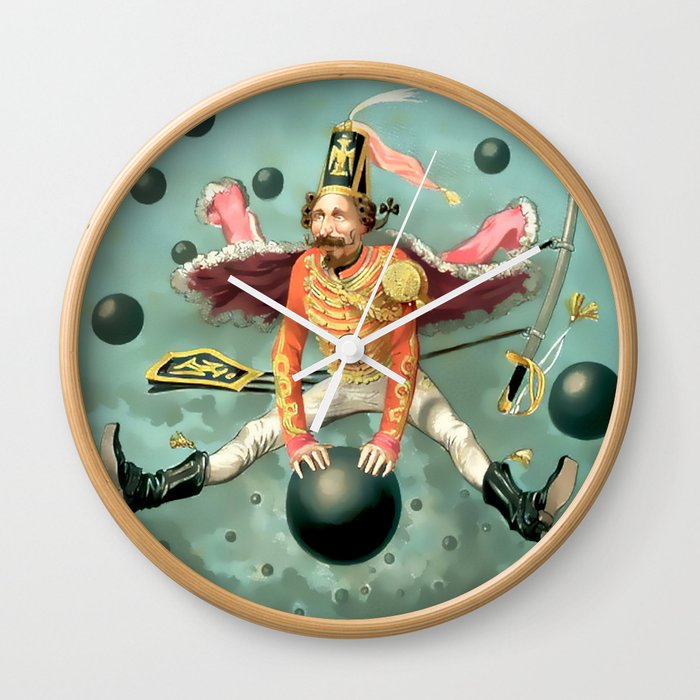 Baron Munchausen Rides a Cannonball Wall Clock