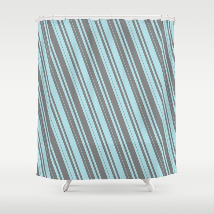 Powder Blue and Gray Colored Lines Pattern Shower Curtain