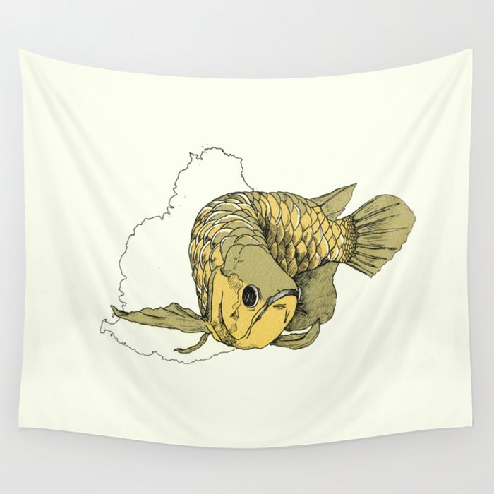 Gold Arowana Wall Tapestry