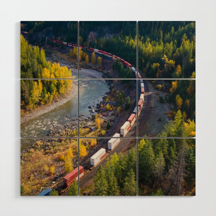 Railroad Fall - Mountain Train Wood Wall Art