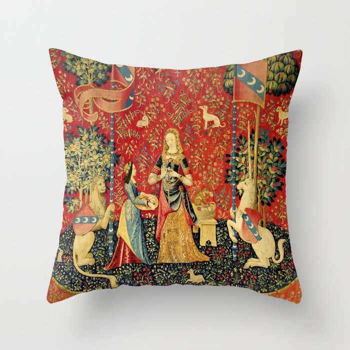 Lady and the Unicorn - Smell Throw Pillow
