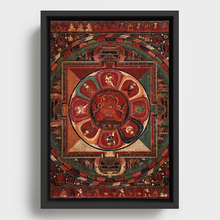 Rakta Yamari Five Deity Buddhist Mandala 1400s Framed Canvas