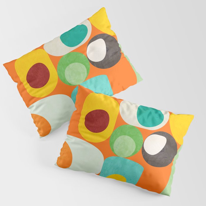 Geometric mid century modern orange shapes Pillow Sham