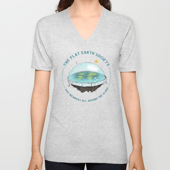 The Flat Earth has members all around the globe V Neck T Shirt