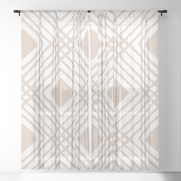 Criss Cross Diamond Pattern in Tan Sheer Curtain by House of HaHa ...