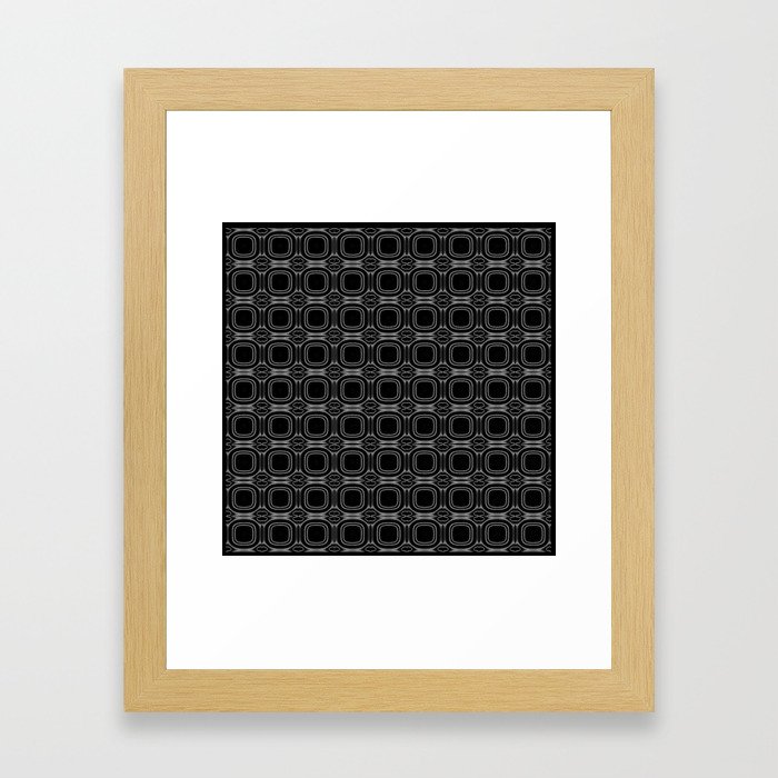 COOL BLACK AND JET BLACK ROUND EDGE SQUARES PATTERN  Framed Art Print
