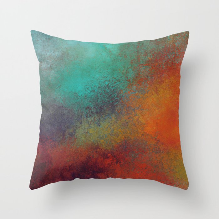Colorful Rust Aesthetic Grunge Art Throw Pillow
