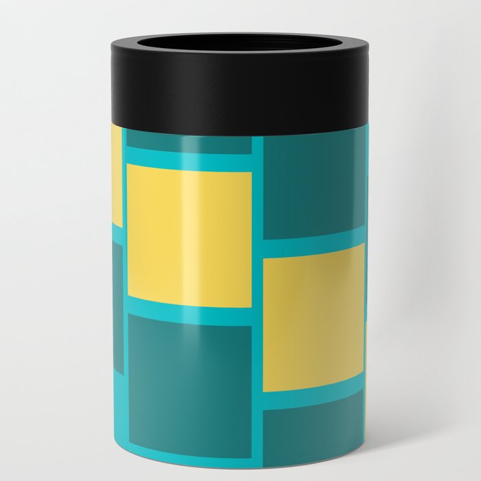 Diagonal cubes | green and teal colour Can Cooler