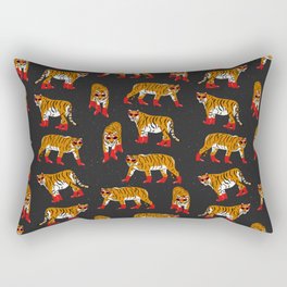 Cute Fashion Tigers in Red Boots and Retro Sunglasses (Dark Grey BG) Rectangular Pillow