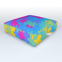 Pansexual Pride Puzzle Pieces Pattern Outdoor Floor Cushion