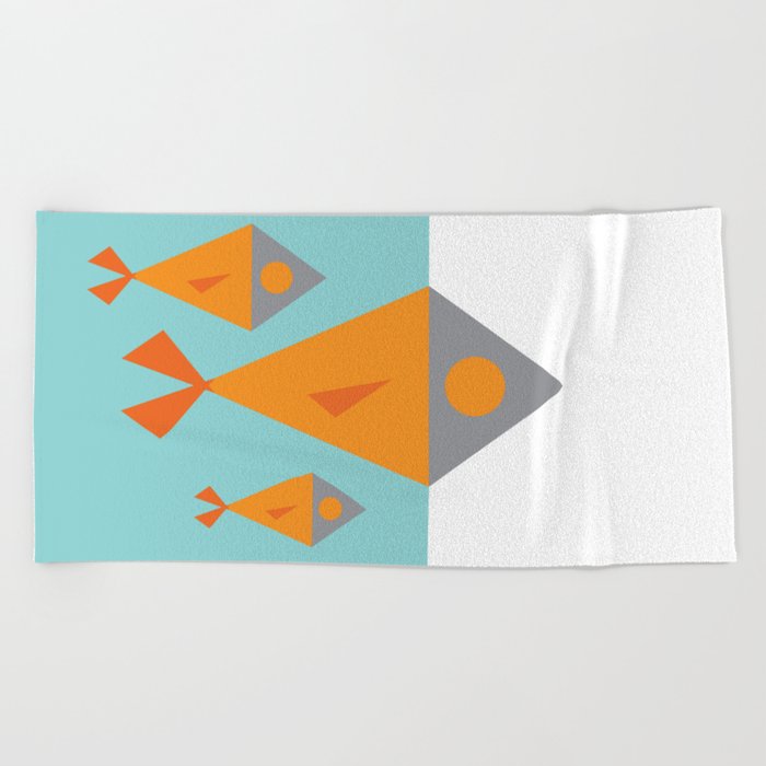Under the Sea: Retro Geometric Fish Beach Towel