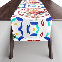 Summer ,boho ,folk,bohemian,floral Mediterranean style ,pattern  Table Runner