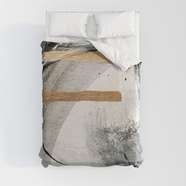 Armor [7]: a bold minimal abstract mixed media piece in gold, black and white Duvet Cover