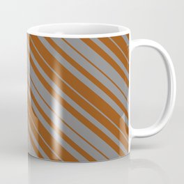 [ Thumbnail: Grey & Brown Colored Lined Pattern Coffee Mug ]