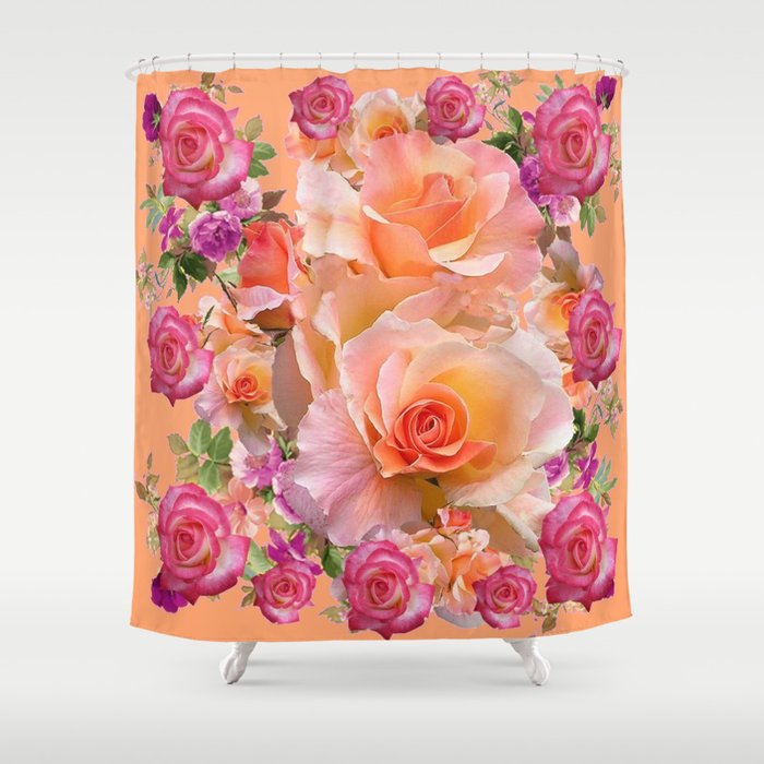 Peachy Pink Victorian Rose Vignette Shower Curtain By Sharlesart Peachy Pink Victorian Rose Vignette Shower Curtain