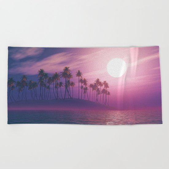 Palm tree island #ocean Beach Towel