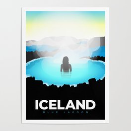 Retro Iceland Travel Poster - Blue Lagoon Poster