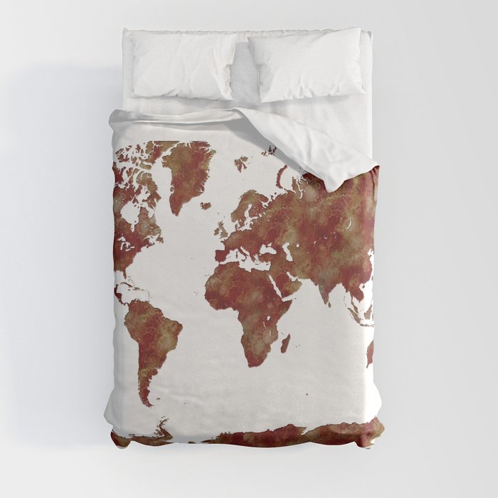 watercolor world map Duvet Cover