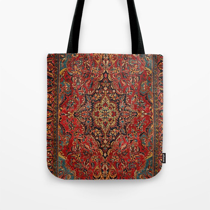 Antique Persian Sarouk Area Rug Tote Bag