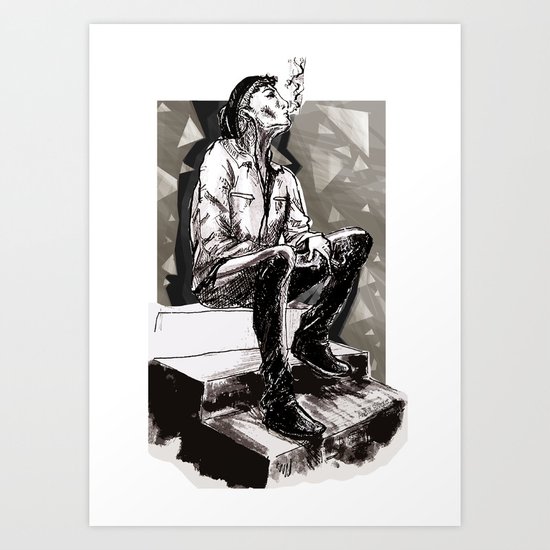 He smokes Art Print