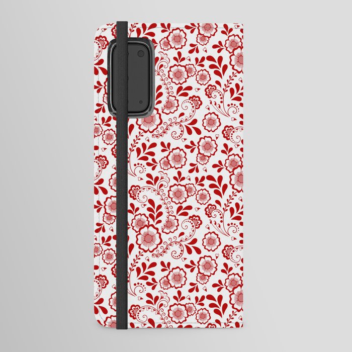 Red Eastern Floral Pattern Android Wallet Case