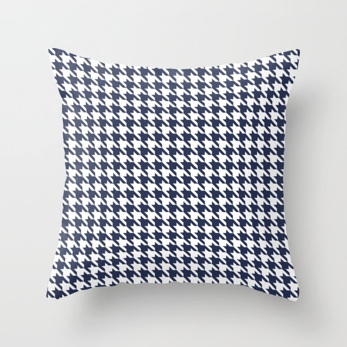 Navy Blue Classic houndstooth pattern Throw Pillow