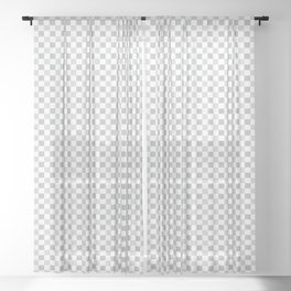 Checkerboard Squares In Warm Gray Sheer Curtain